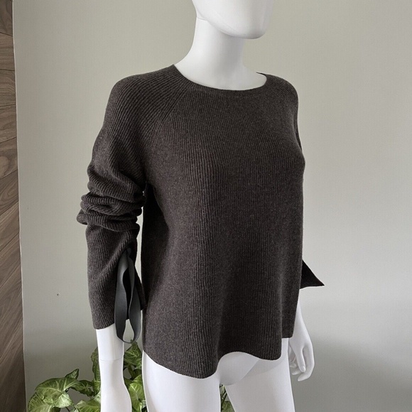 Helmut Lang Sweater Tie-Detailed Ribbed Wool / Cashmere Sz Small❤️ - Picture 3 of 10